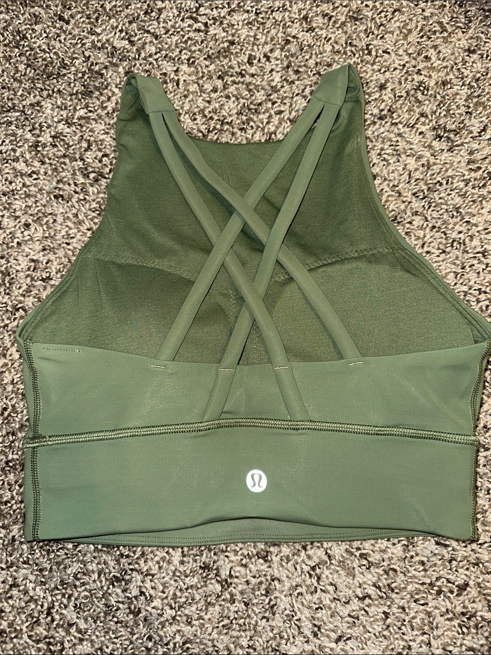 Lululemon Energy Olive Green Strappy Sports Bra - High Neck